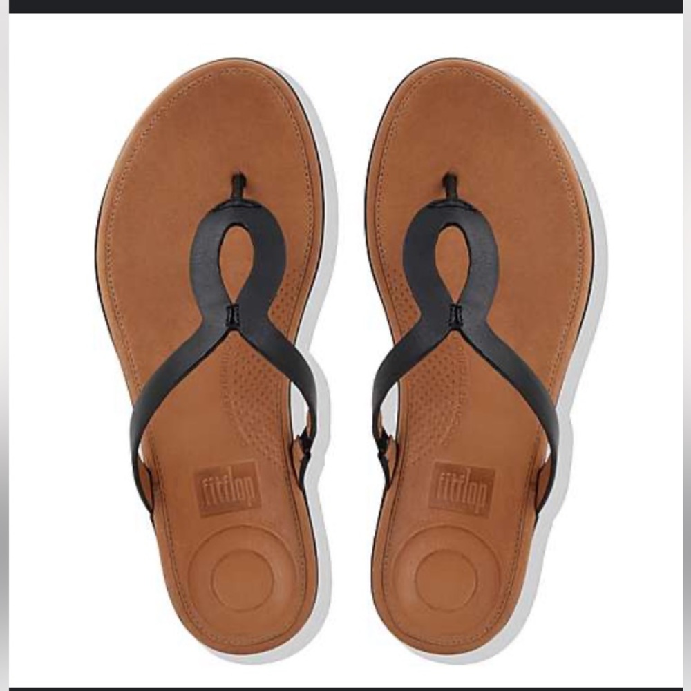 FitFlop Women's Brown Footbed with Black Strap Sandals